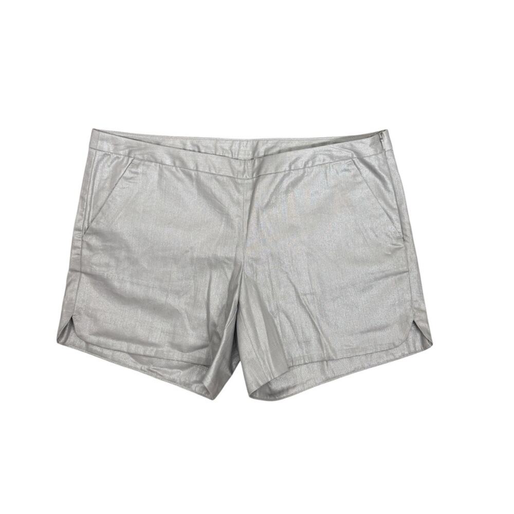 Lilly Pulitzer Kasia Silver Metallic Scalloped Shorts Size 6 NWT Cotton - Picture 2 of 5
